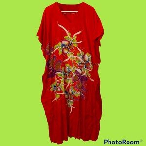 Vintage Floral Batik Caftan